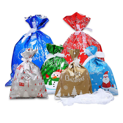 Weihnachtszugschnur-Folien-Geschenk-Taschen, Feiertags-Band-Geschenk-Taschen