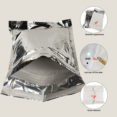 Wasserdichte Wärmehülle Kaviarkühlschrank Verpackungen für den Versand, Folie isolierte Tasche Silber Mailer