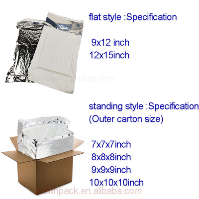 Silber-Aluminiumfolie Isolierte Taschen Schiff Kleine Temperaturempfindliche Waren Isolierte metallisierte Umschläge für Kälte